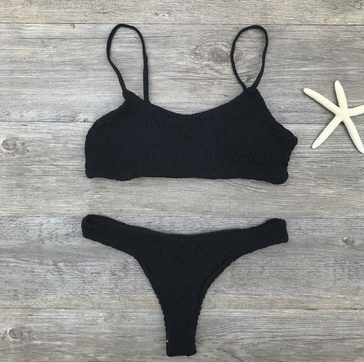 Maillot de bain sexy bikini triangle plissé