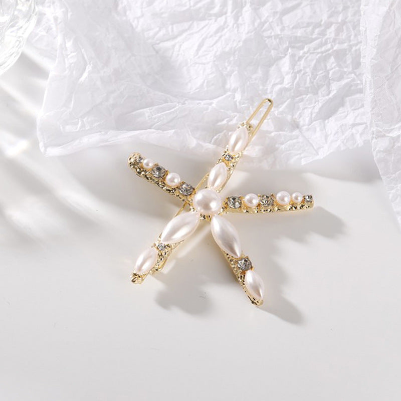 Ins ornement corée du sud Dongdaemun accessoire de cheveux fille étoile de mer incrusté de perles strass Barrettes
