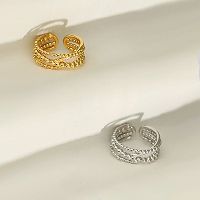 Women's Braided Winding Multi-layer Cross Ring