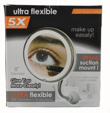 Espejo de maquillaje con luz LED brillante, giratorio 360 y aumento de 10x