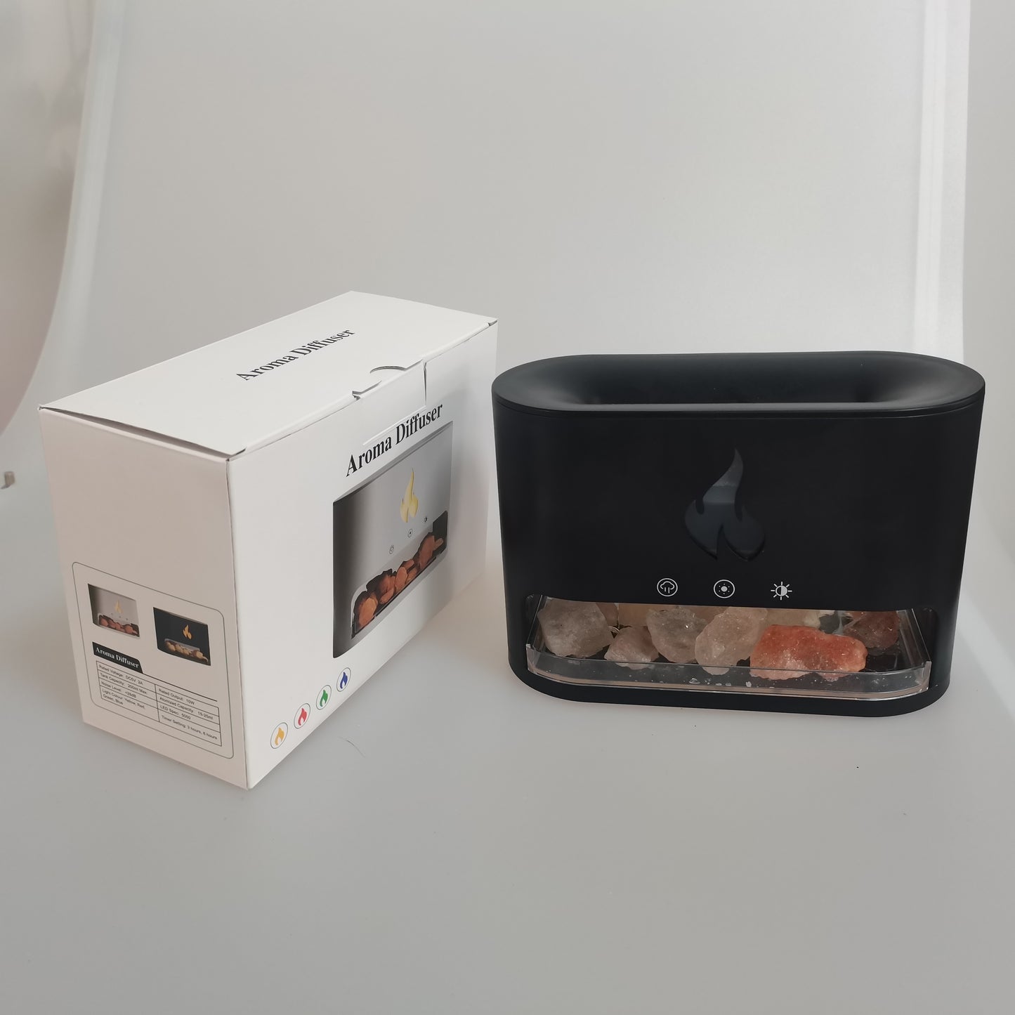Crystal - Lampe au sel de l'Himalaya 2 en 1 et diffuseur d'huiles essentielles à ultrasons, humidificateur au sel de l'Himalaya 100 % pur