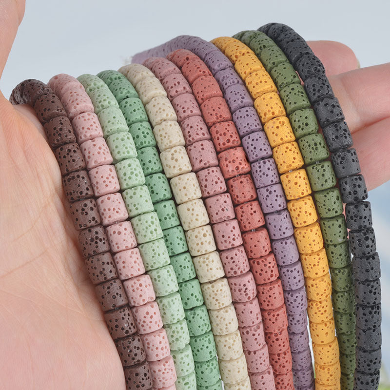 6mm Volcanic Rock Cylindrical DIY Handmade Beaded