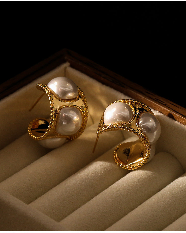 Boucles d'oreilles en forme de C de Style français pour femmes, Design perle