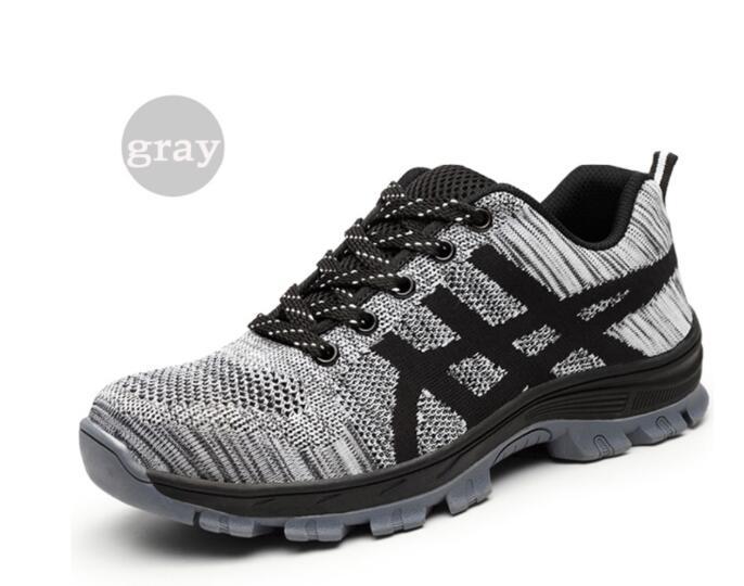 Zapatos de seguro laboral transpirables de verano de malla tejida con mosca para hombres