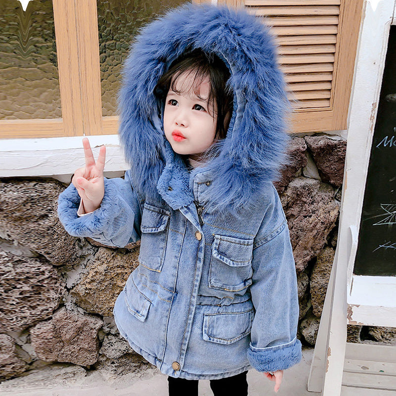 Veste en jean hiver plus filles