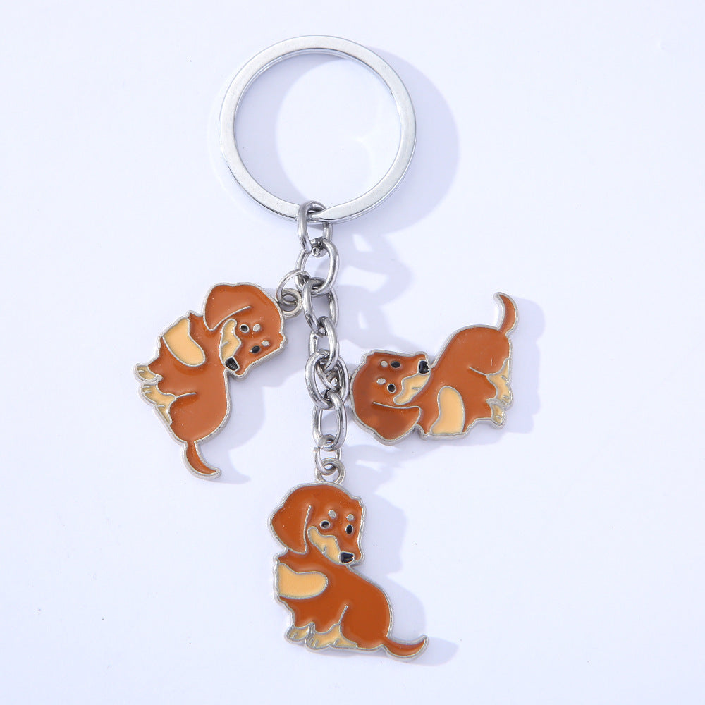 Porte-clés en métal ciré pour chien de compagnie de style américain