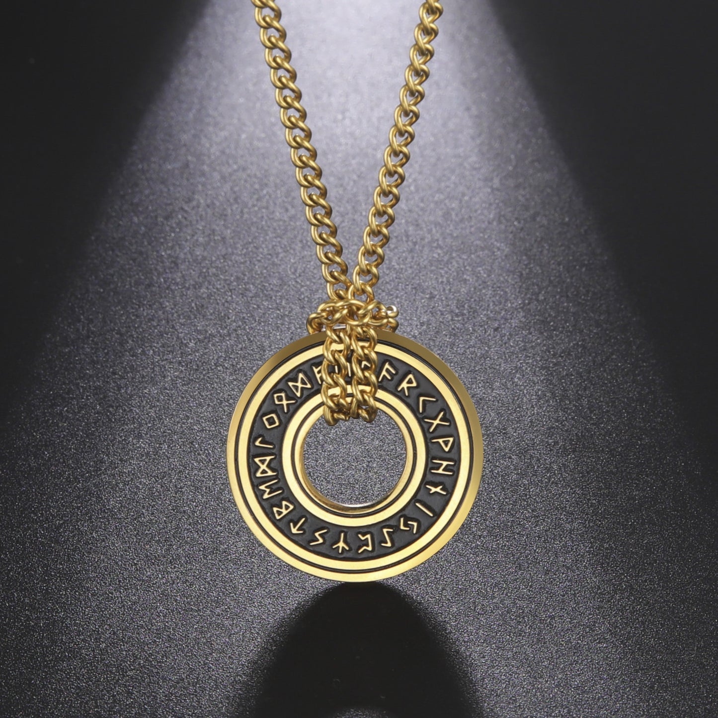 Collier avec pendentif en forme de cercle de runes viking vintage, ornement en acier inoxydable