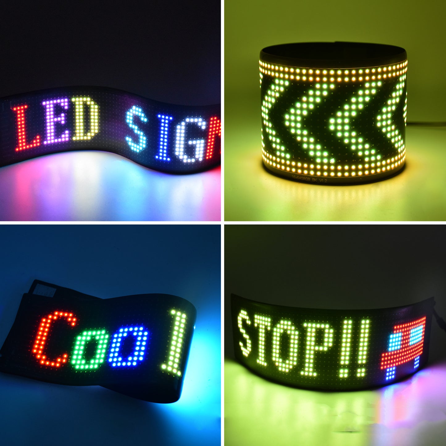 Connexion sans fil LED flexible Écran souple LED polychrome monté sur véhicule