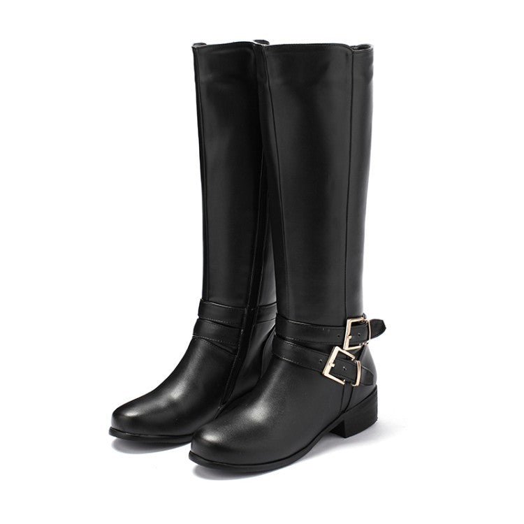 Bottes hautes à talons épais épais pour femmes