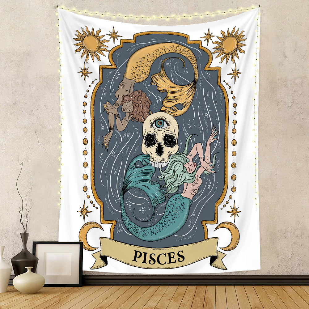 Tapisserie à douze constellations, tapisserie de crâne, tapisserie de Tarot