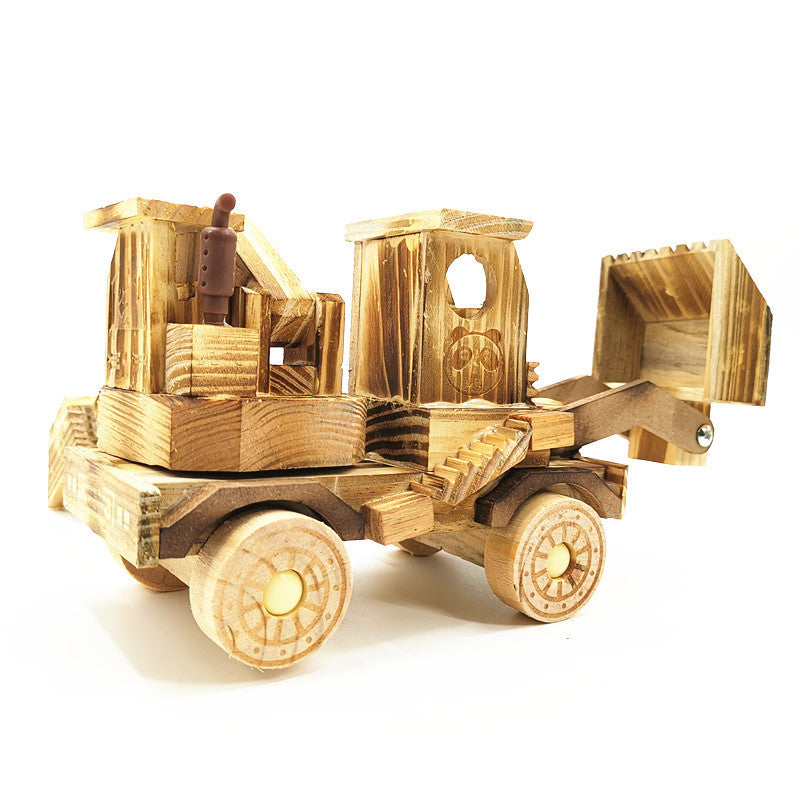 Juguete modelo de excavadora de madera, juguete grande