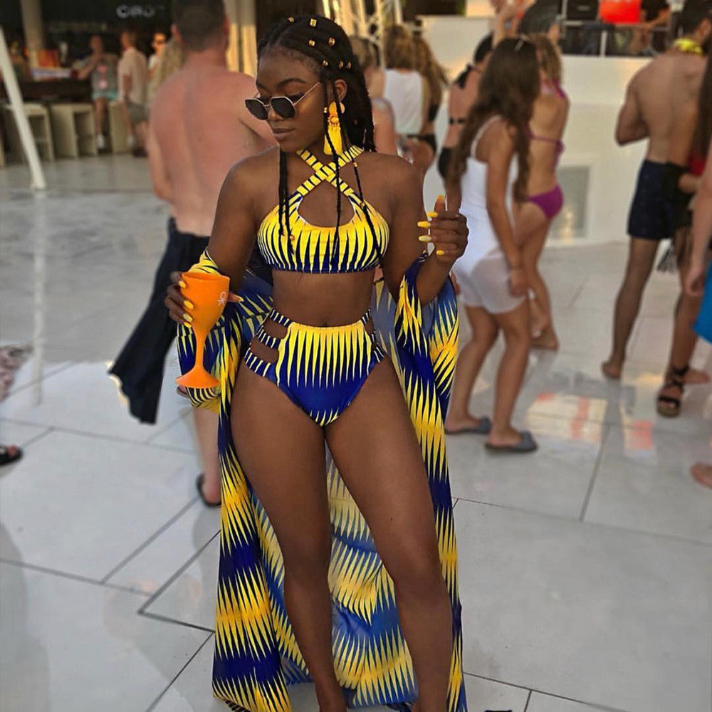 Bikini fendu taille haute