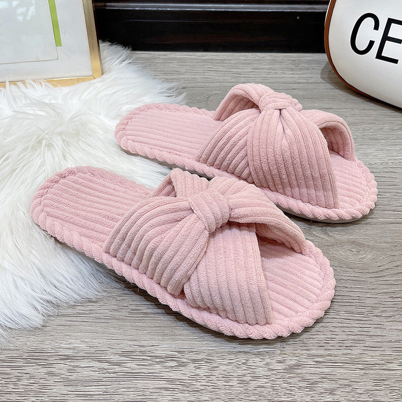 Pantoufles confortables en coton et lin à fond mou d'intérieur, jolie maison
