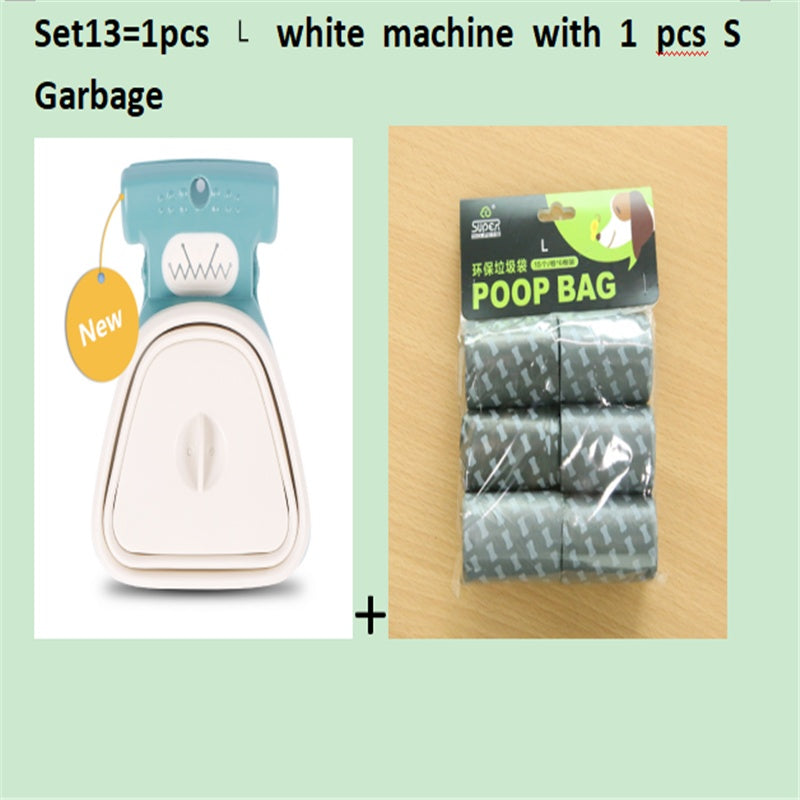Scooper de merde pliable de voyage pour animaux de compagnie de chien avec 1 rouleau de sacs décomposables cuillère de merde propre ramasser les excréments nettoyant Epacket expédition