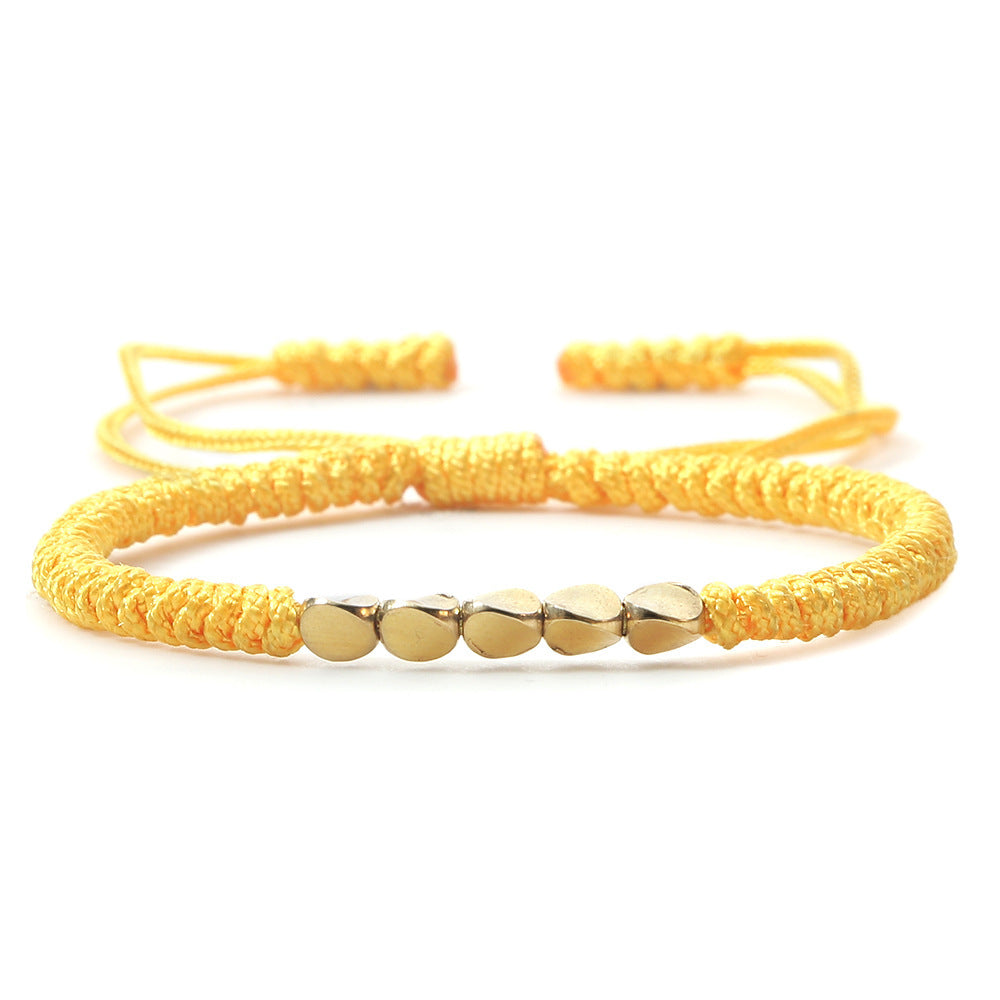 Bracelet perlé en perles de cuivre de forme irrégulière tissé à la main