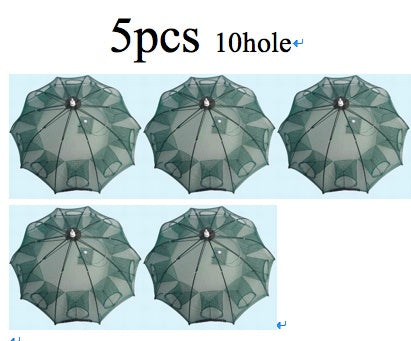 Filet de pêche automatique renforcé, Cage à crevettes, piège à poisson pliable en Nylon, filet moulé pliable, piège à crabe, réseau de pêche, 4 à 20 trous