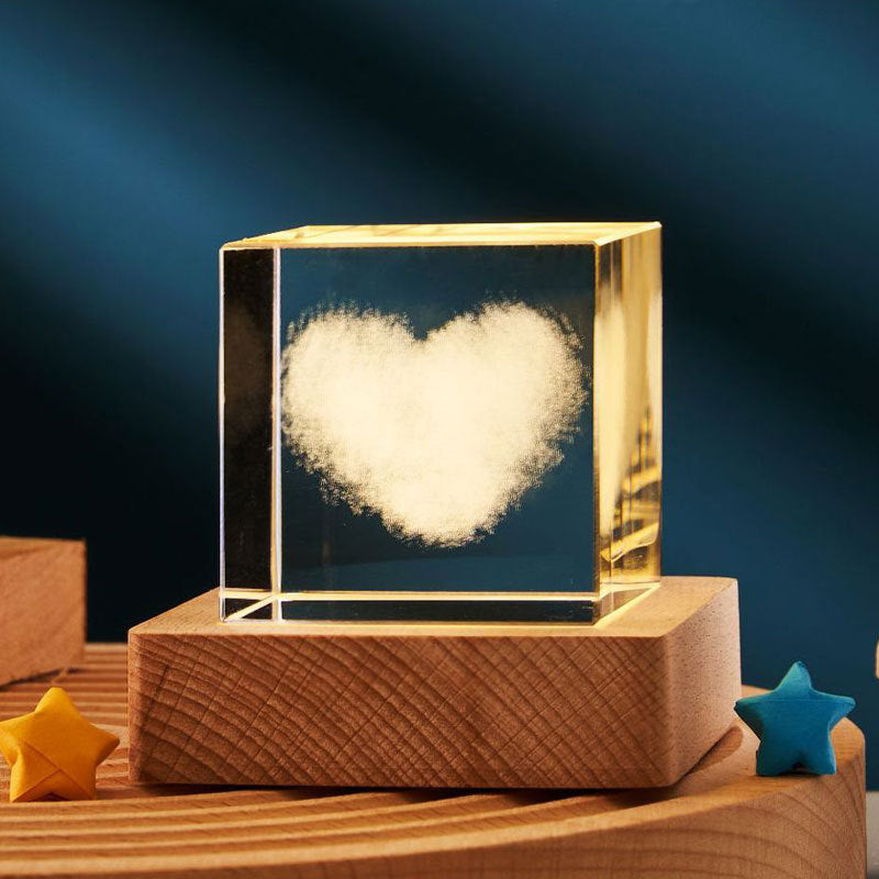 Cubo de cristal transparente 3D, decoración de escritorio, lámpara de noche pequeña, decoración del hogar para dormitorio, fiesta infantil, regalos de cumpleaños