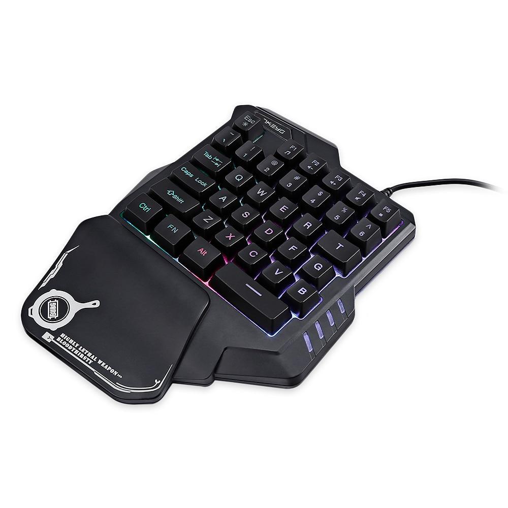 Teclado mecánico para jugar con una sola mano, miniteclado portátil retroiluminado RGB, controlador de juego