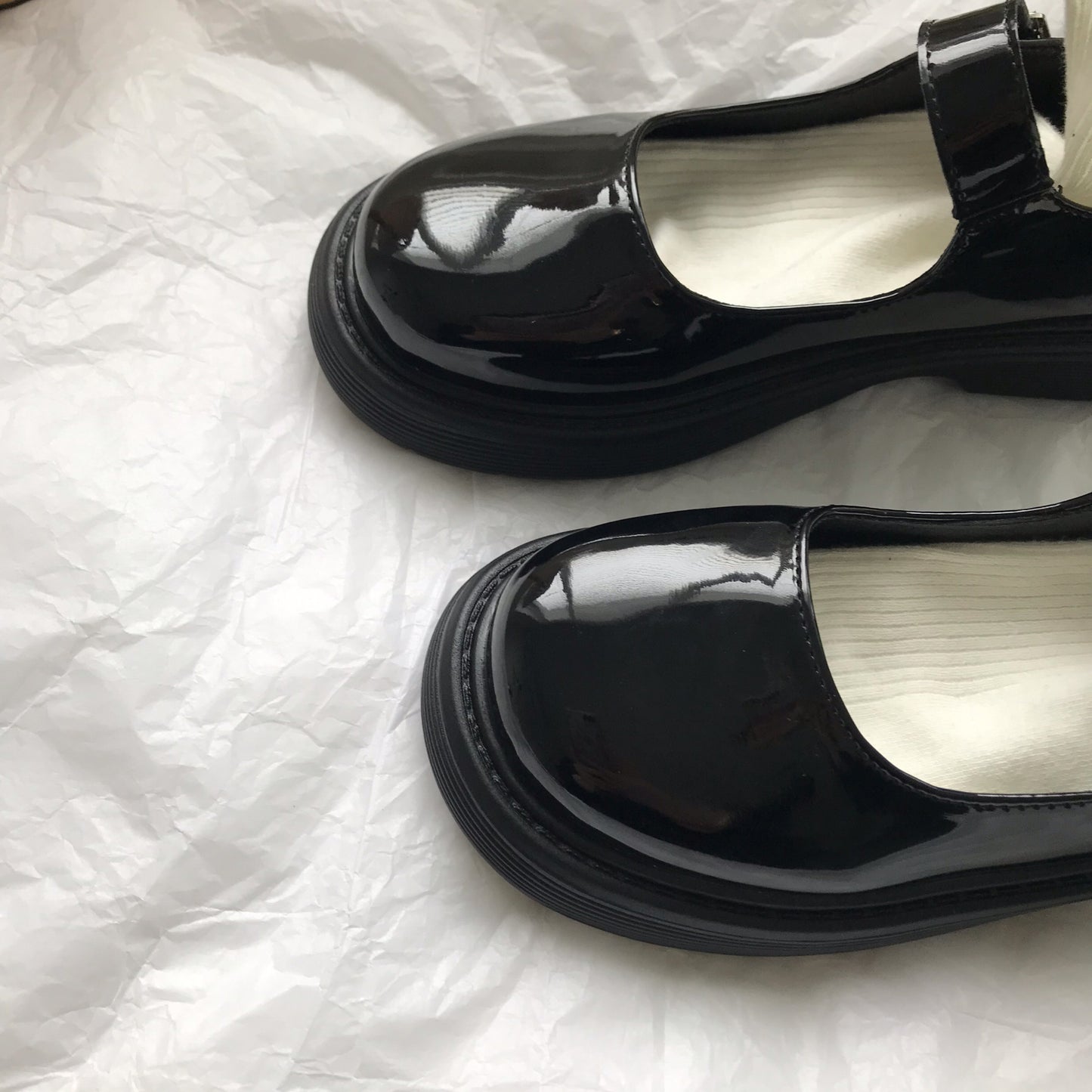 Petites chaussures en cuir noires de Style anglais rétro, ligne féerique féminine avec Mary Jane