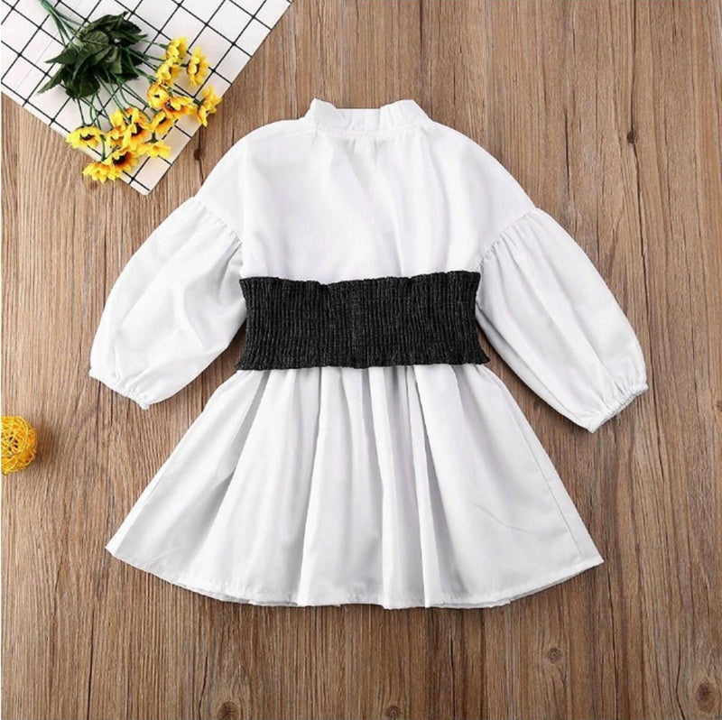 Ropa para niños Baby Irls Vestido camisero blanco de corte A para Irl