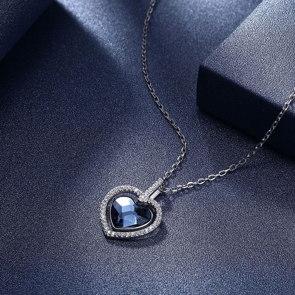 Collier en cristal femme S925 argent Sterling diamant coeur