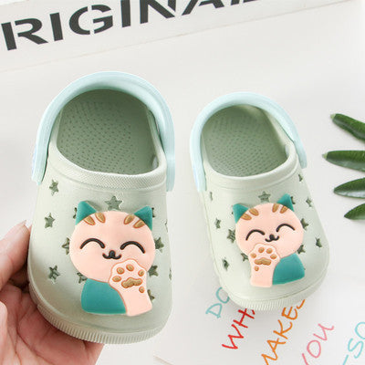 Sandales et pantoufles de salle de bain à fond souple pour filles, chat porte-bonheur