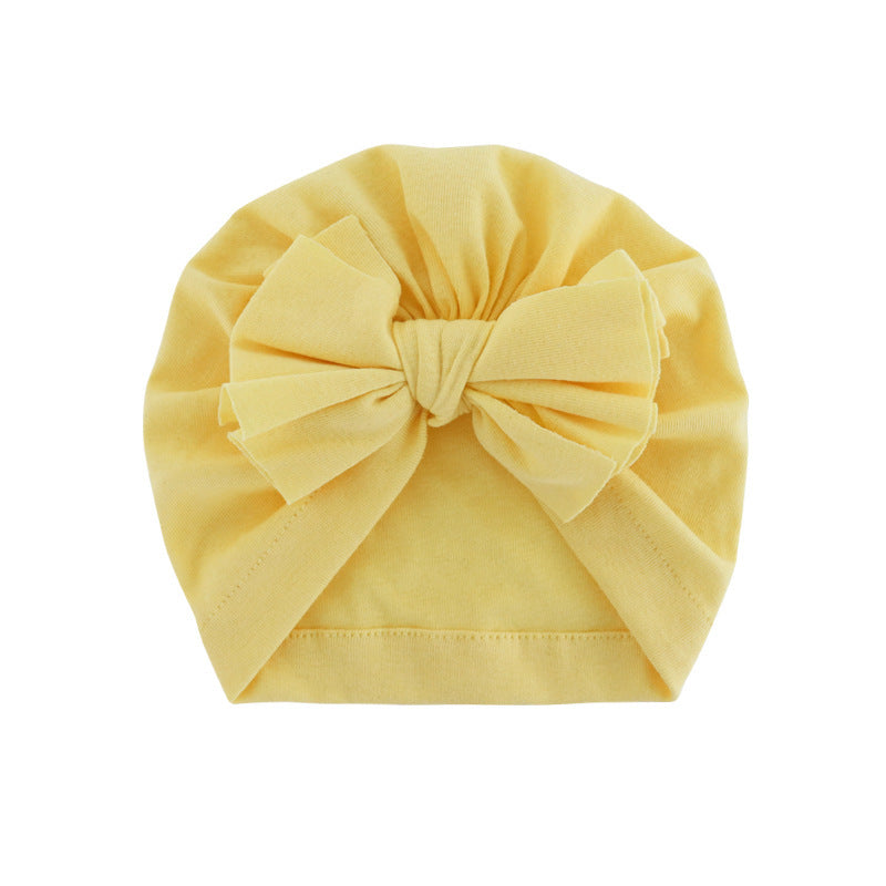 Chapeau à capuche avec turban enveloppé de nœud papillon, chapeau de couleur unie