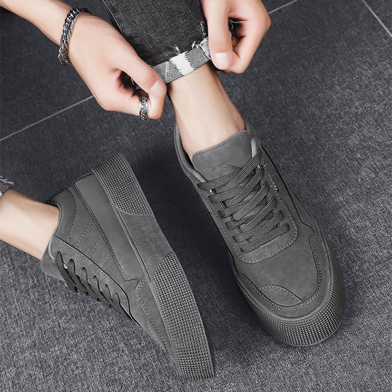 Chaussures plates décontractées pour hommes, baskets respirantes à lacets à semelles épaisses pour la marche et la course