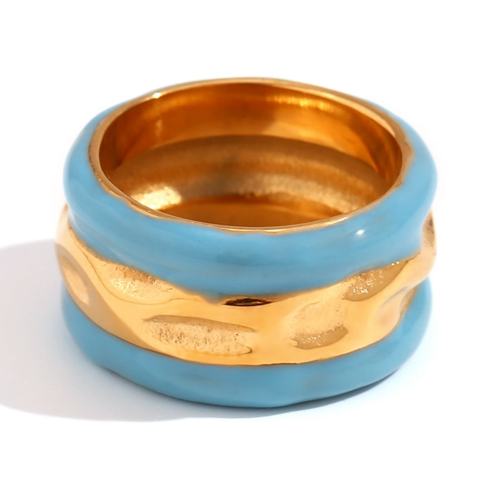 Water Ripple Summer Contrast Color Drop Oil Ring