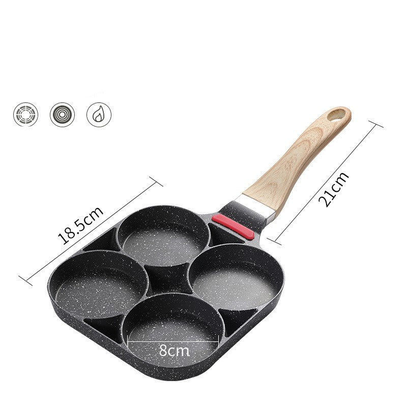 Petit pot de boulettes d'œufs frits à fond plat antiadhésif à quatre trous
