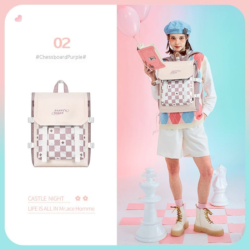 Sac à dos pour fille, cartable à rabat de grande capacité