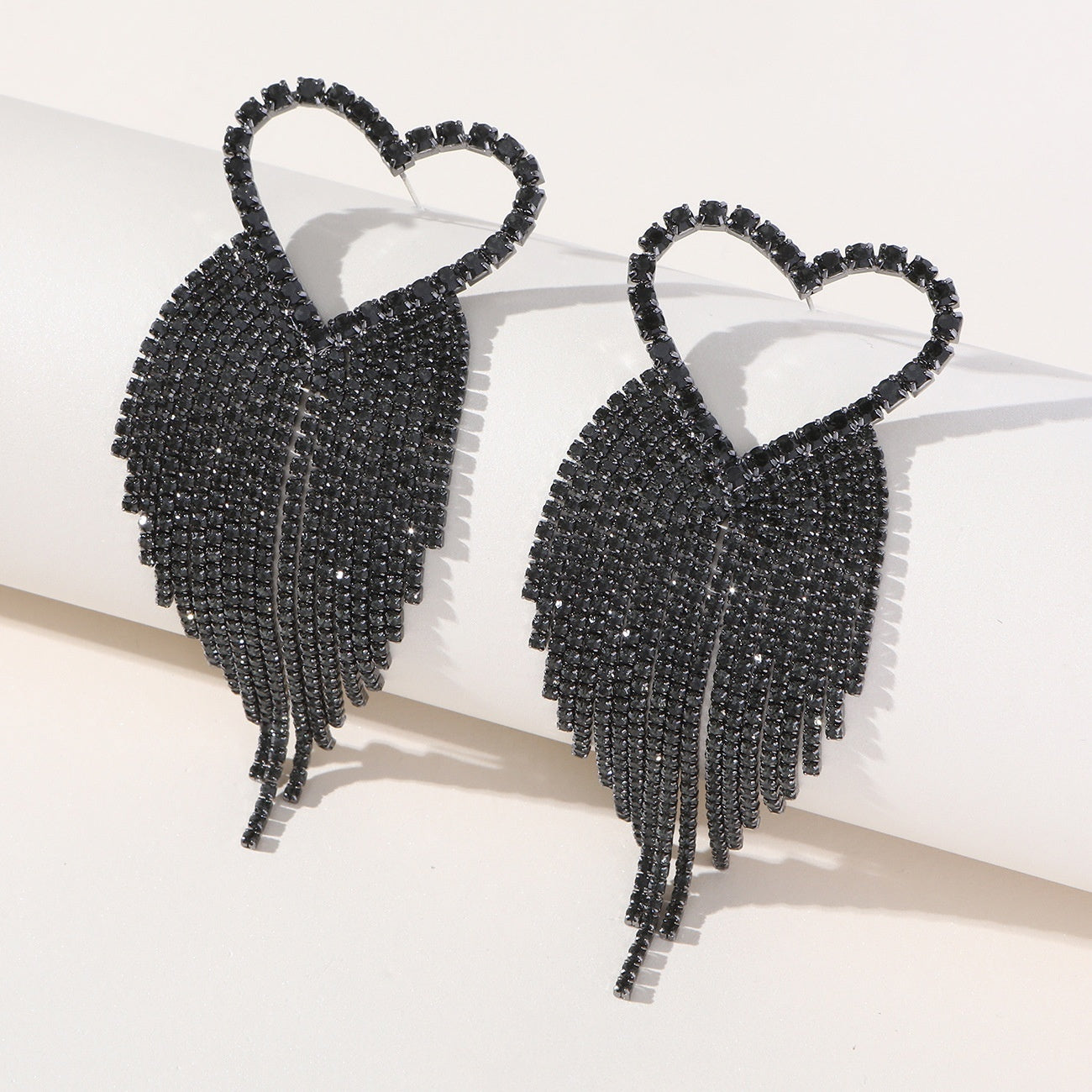 Boucles d'oreilles à longues franges en diamant exagérées et personnalisées