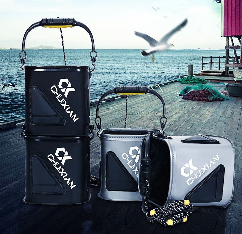 Cubo de pesca con cuerda, cubo para pescado grueso eva, caja plegable para peces vivos, barril de pesca pequeño, equipo de pesca 
