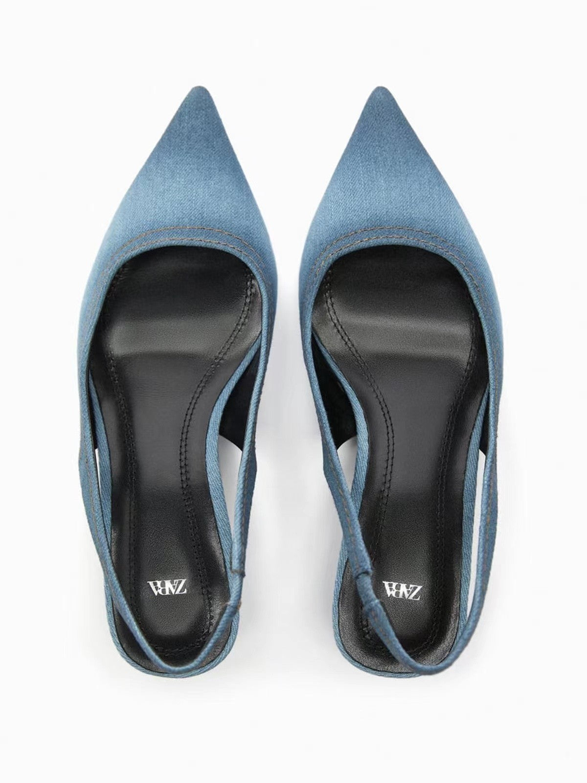 Talons hauts en tissu denim bleu pour femmes