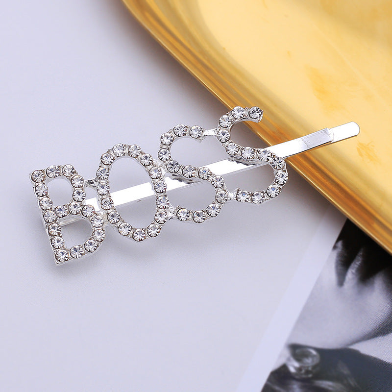 Letra Clip lateral Flequillo Diamante de imitación