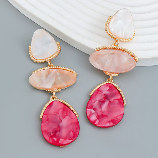 Boucles d'oreilles d'été en feuille d'acétate de cellulose géométrique multicouche