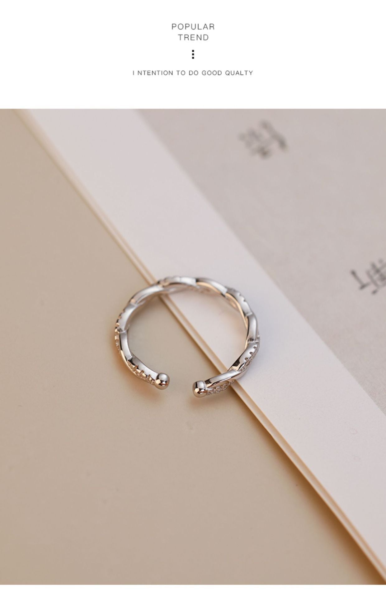 Bague torsadée mode 925 argent haute qualité lumière luxe