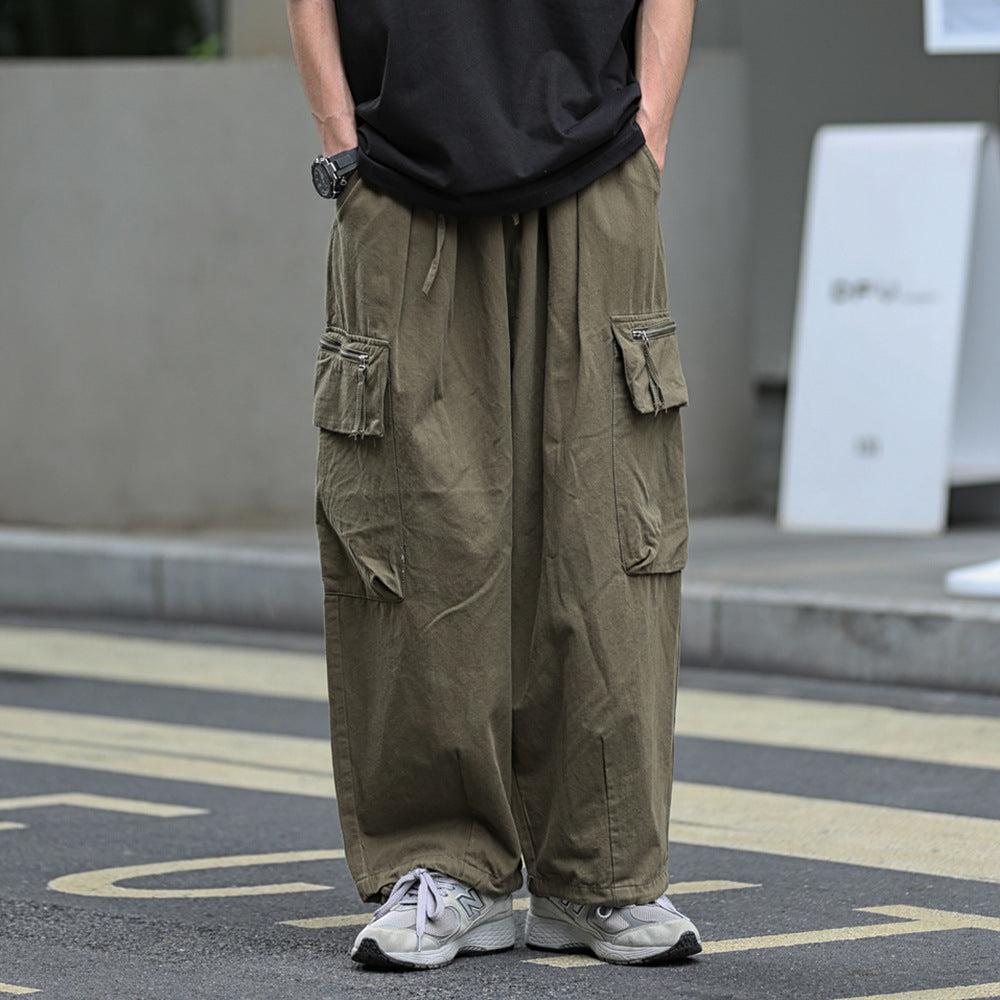 Large Pocket Loose Wide-leg Overalls Men