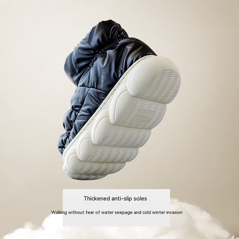 Pantoufles montantes en coton imperméables en tissu