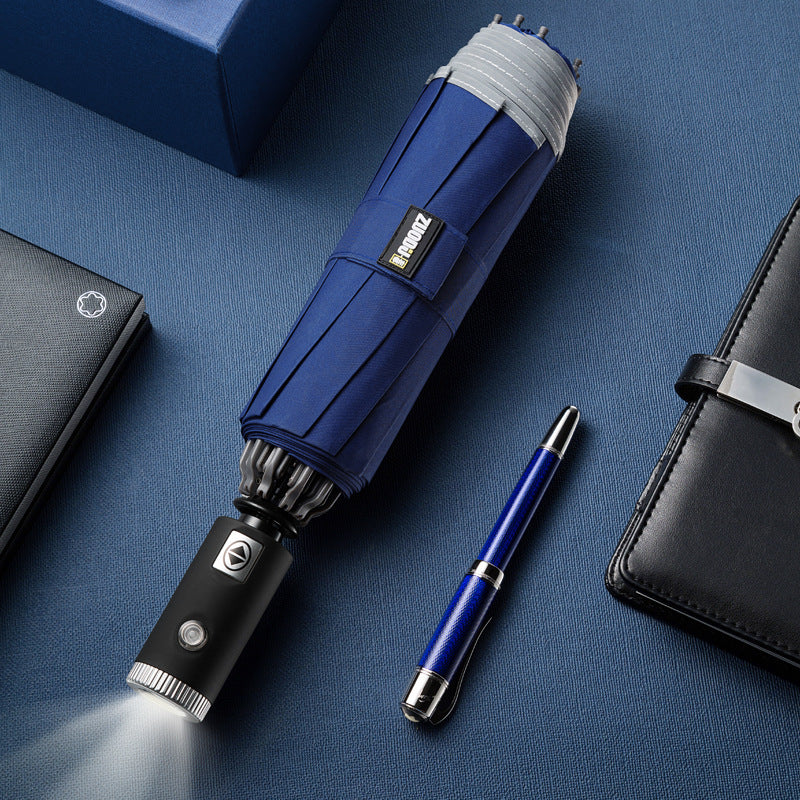 Linterna LED que ilumina la lluvia y el sol Paraguas plegable