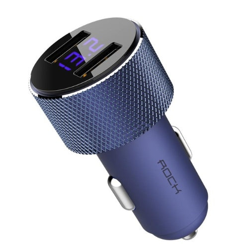 Chargeur de voiture double USB en métal Compatible ROCK 5V 3,4a, affichage numérique, charge rapide, surveillance de la tension