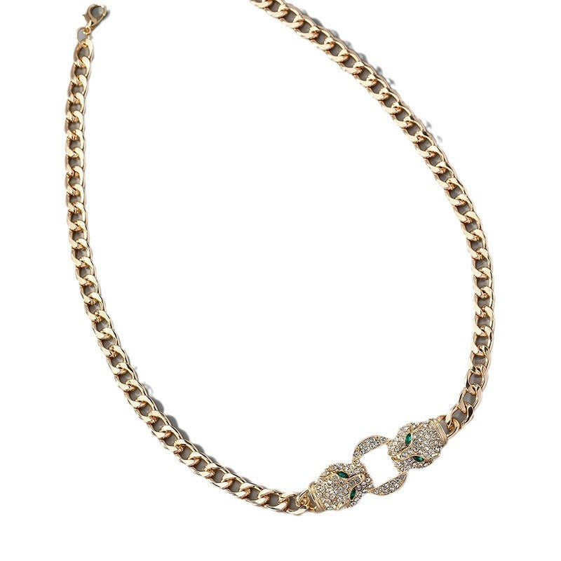 Simple Style Round Lion Head Enamel Glaze Pendant Silver Necklace