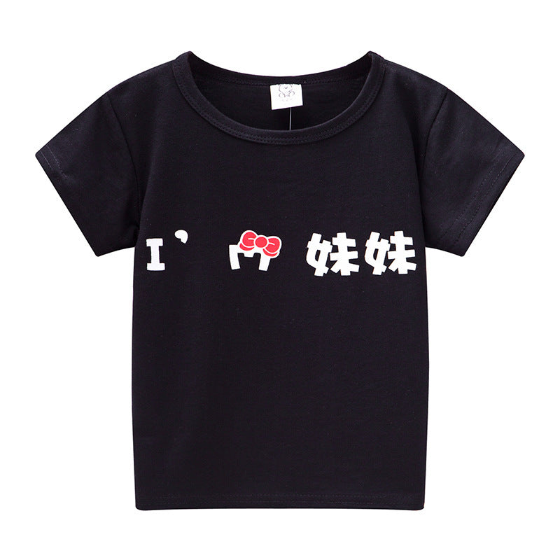 T-shirt à manches courtes pour enfants, garçons et filles, haut à manches mi-longues avec dessin animé