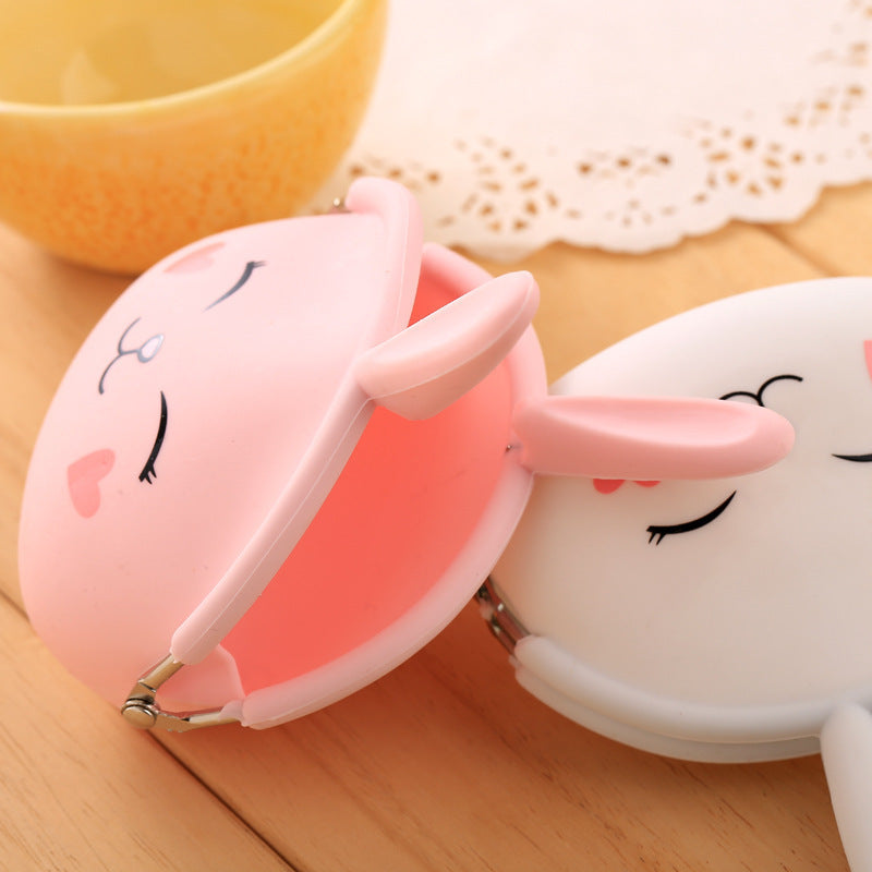 Dessin animé gel de silice zéro sac à main coréen adorable lapin zéro sac à main couleur bonbon paquet clé sac dame sac