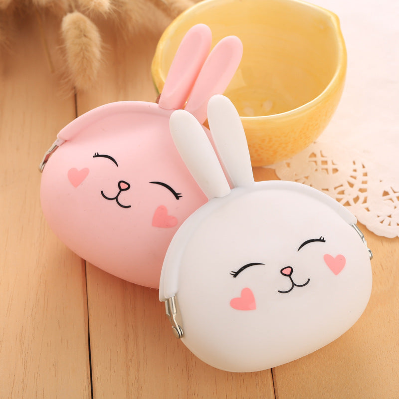 Dessin animé gel de silice zéro sac à main coréen adorable lapin zéro sac à main couleur bonbon paquet clé sac dame sac