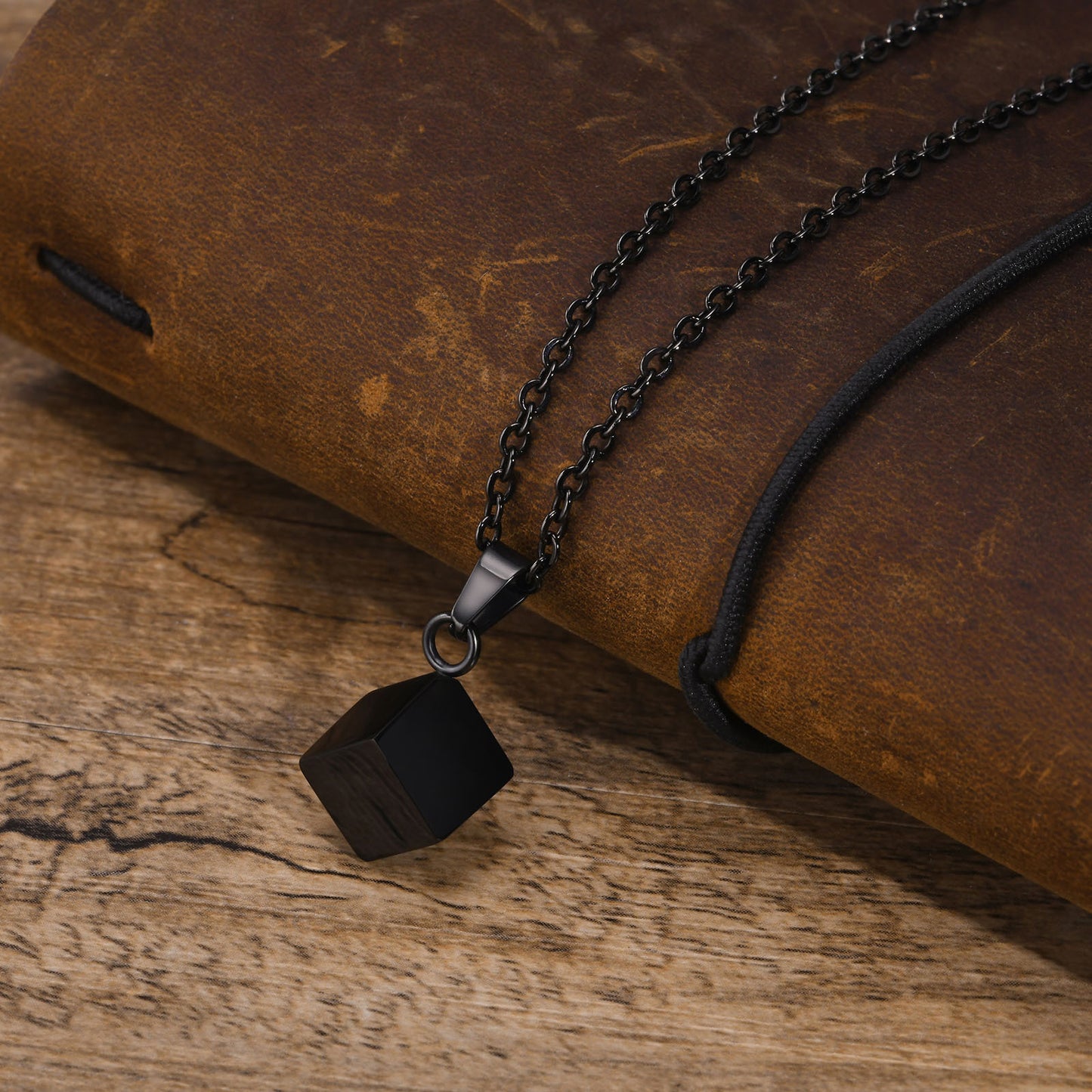 Stainless Steel Square Urn Pendant Necklace