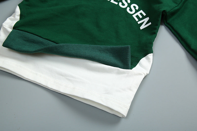 Costume garçon capuche imprimé lettre