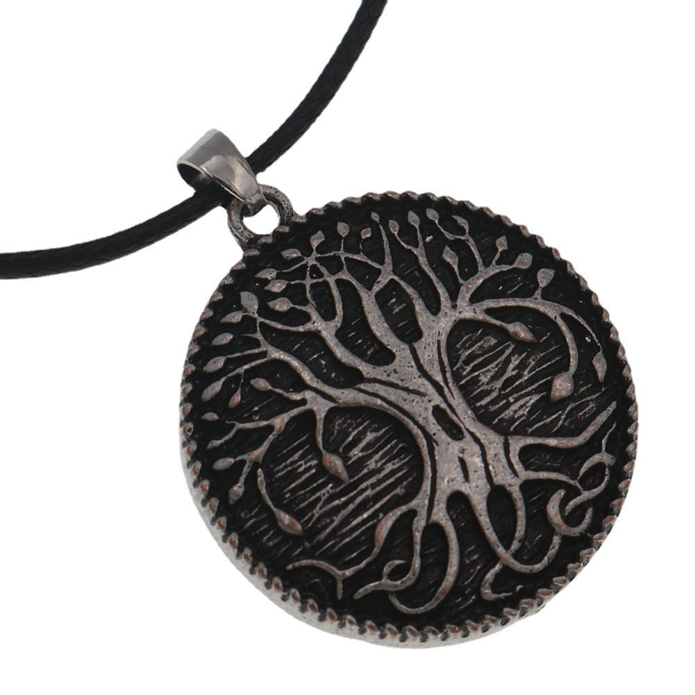 Viking arbre de vie pendentif en alliage de Zinc Vintage Aoding Rune monde arbre collier rond