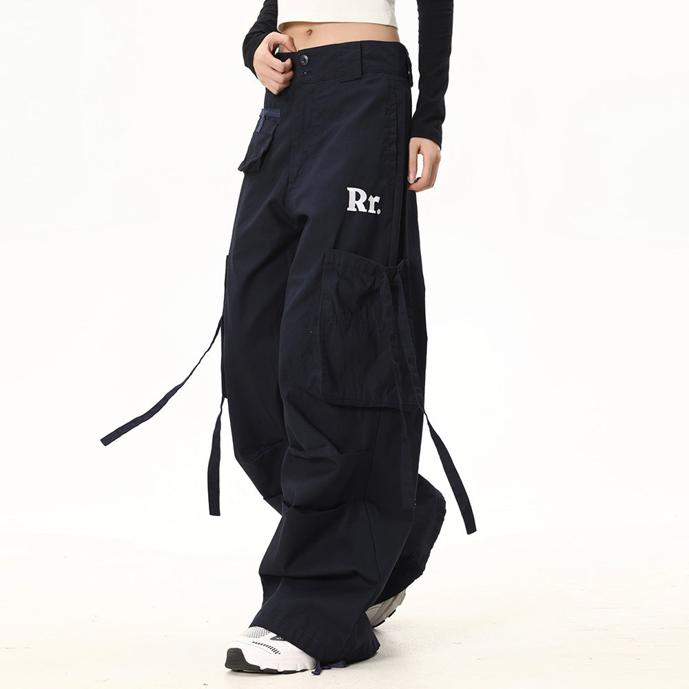 Fashion Ribbon Large Pocket Overalls