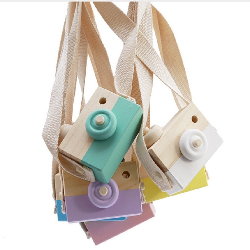Appareil photo en bois mignon, jouets pour bébé et enfant, accessoire de photographie suspendu, décoration, activité éducative de plein air, cadeau heureux pour la journée des enfants